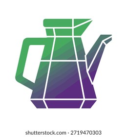 Icono estilizado de la cafetera con las Formas geométricas en verde y púrpura