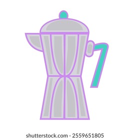 Stylized coffee maker illustration featuring geometric shapes