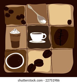 Stylized coffee-related symbols. Scalable vector graphics in *.eps format