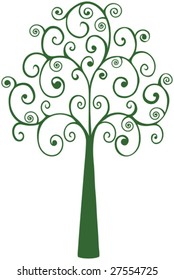 Stylized Coil Tree Vector Illustration