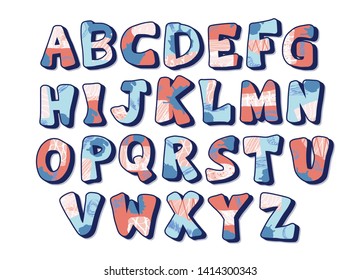 Stylized collage alphabet. Typography modern design. Vector letters set. 