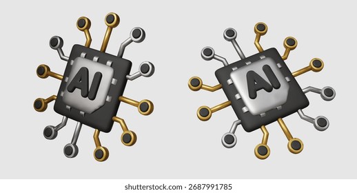 Stylized collection of tech pictograms representing the core of computing, machine learning, and digital transformation concepts.