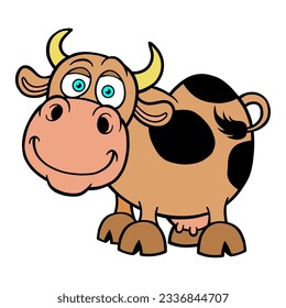 Stylized color vector image of a cow with an udder