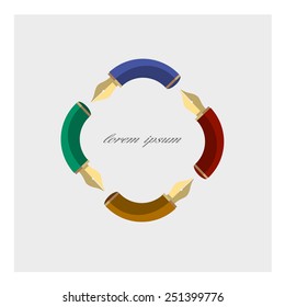 Stylized colored writing pens. Vector EPS10 