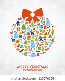 Stylized Colorful Background with Christmas Elements