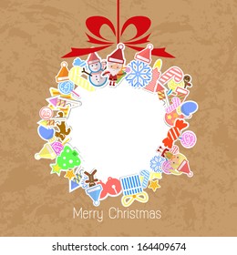 Stylized Colorful Background with Christmas Elements, Christmas tree