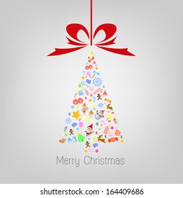Stylized Colorful Background with Christmas Elements, Christmas tree