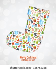 Stylized Colorful Background with Christmas Elements 