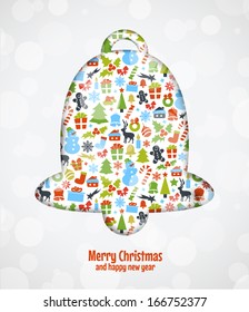 Stylized Colorful Background with Christmas Elements 