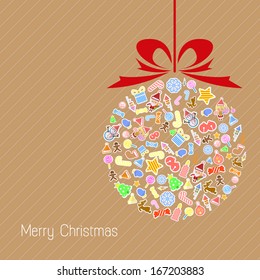 Stylized Colorful Background with Christmas Elements
