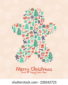 Stylized Colorful Background with Christmas Elements 