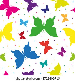 Stylized colorful butterflies seamless pattern. Vector illustration.