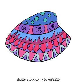 Stylized colorful doodle Shell. Hand drawn in zen tangle style. Vector illustration. Made by trace from sketch.