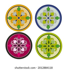 STYLIZED COLORFUL FLOWERS OF PRIUMULA AND DAISY