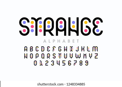 Stylized colorful font design, colorful alphabet and numbers vector illustration