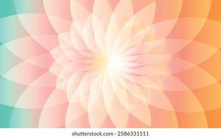 A stylized colorful illustration of a flower with soft pastel hues