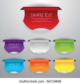 stylized colorful labels/badges