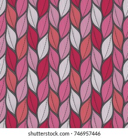 Stylized colorful leaves seamless pattern. Nature universal textures. Hand drawn decorative floral ornamental background. Vector illustration