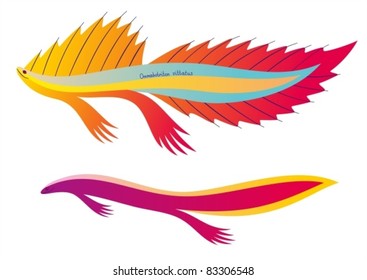 Stylized colorful newts