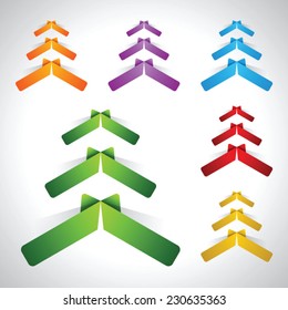 Stylized colorful ribbon Christmas tree, vector set