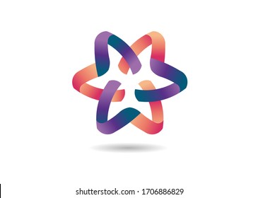 stylized colorful star with letter m vector graphic logo vector concept