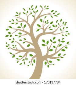 Stylized colorful tree icon, vector illustration