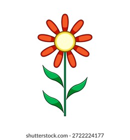 Ilustración de flores cómica estilizada que ofrece un elemento gráfico limpio y colorido, perfecto para diseños relacionados con la naturaleza, la primavera, el crecimiento o temas infantiles con una estética alegre y alegre