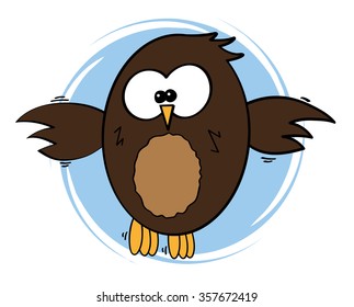 Stylized comic style owl. All on white background