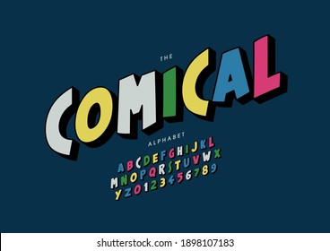 Stylized comical alphabet font vector
