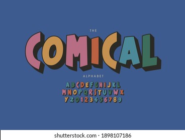Stylized comical alphabet font vector