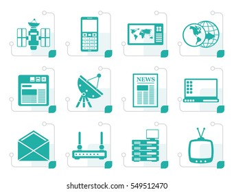 Stylized Communication and Business Icons - Vector Icon Set