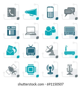 Stylized Communication, connection  and technology icons - vector icon set