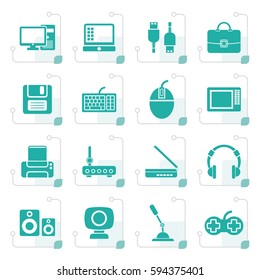 Stylized Computer equipment and periphery icons - vector icon set