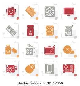 Stylized Computer part icons - vector icon set