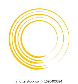 stylized concentric yellow circles, vector graphic design element