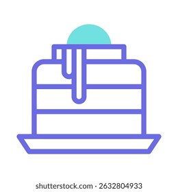 Stylized confectionery delight icon with dripping topping and layered form