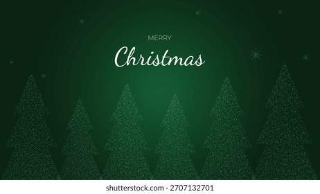 Bosque de coníferas estilizado sobre fondo verde, diseño abstracto de la Navidad