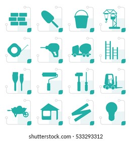 Stylized Construction and Building Icon Set. Easy To Edit Vector Image