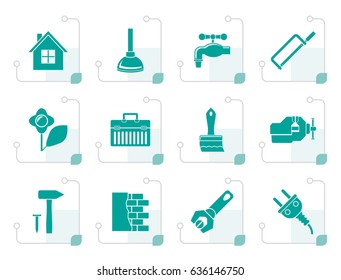 Stylized Construction And Do It Yourself Icons - Vector Icon Set 