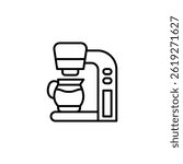 Stylized contour illustration of a drip coffee maker against white backdrop