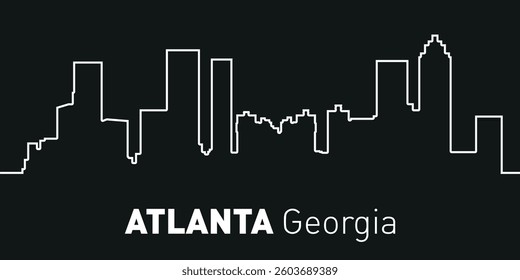 The stylized contour silhouette of the Atlanta, Georgia skyline is made in a minimalist style


