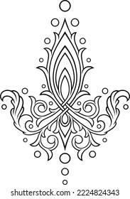 Stylized contour Victorian Gothic ornament. Tattoo, design element