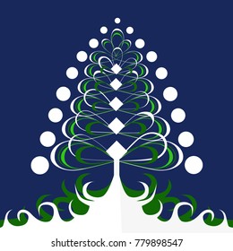 Stylized contrasting Christmas tree with curls