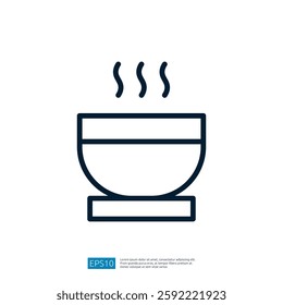 Stylized Cooking Icon of a Bowl with Steam Emitting from a Hot Dish Representing Culinary Arts and Flavorful Meals