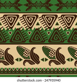 Stylized corn decorative pattern in the North American ethnic style 