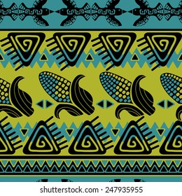 Stylized corn decorative pattern in the North American ethnic style 