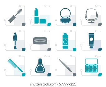 Stylized cosmetic and make up icons - vector icon set 