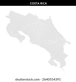 Stylized Costa Rica with concentric lines showing terrain.