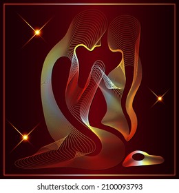 Stylized couple in love.  Valentine symbol. Vector illustration