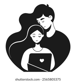 Stylized couple silhouette symbolizing deep affection